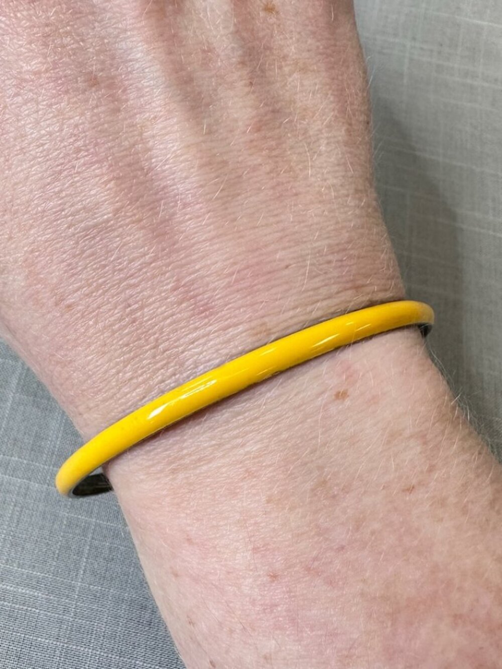 Vintage Thine Yellow Enameled Bangle Bracelet